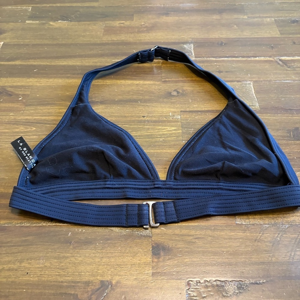 La Blanca Black Triangle Bikini Top Itty Bitty Swimsuit Bra Small S - Picture 3 of 4